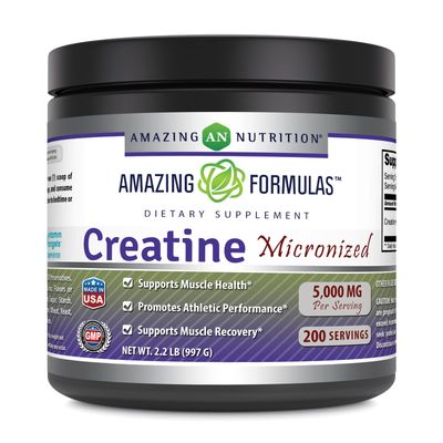Amazing Formulas Micronized Creatine Monohydrate Supplement 5000 Mg Non-GMO Gluten Free Made in USA (2.2 Lb, Unflavored)