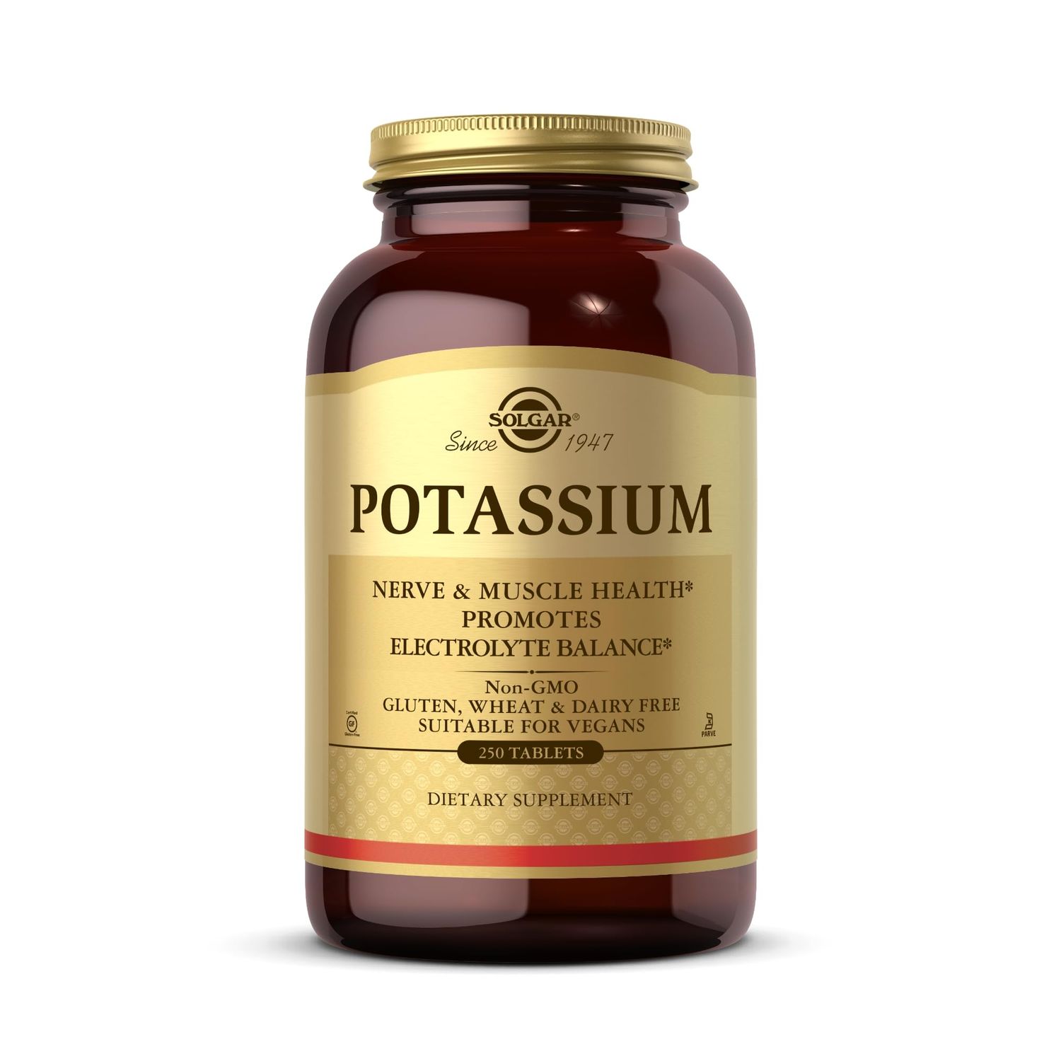 Solgar Potassium - 250 Tablets - Nerve Muscle Health, Promotes Electrolyte Balance - Vegan, Gluten Dairy Free, Kosher - 250 Servings