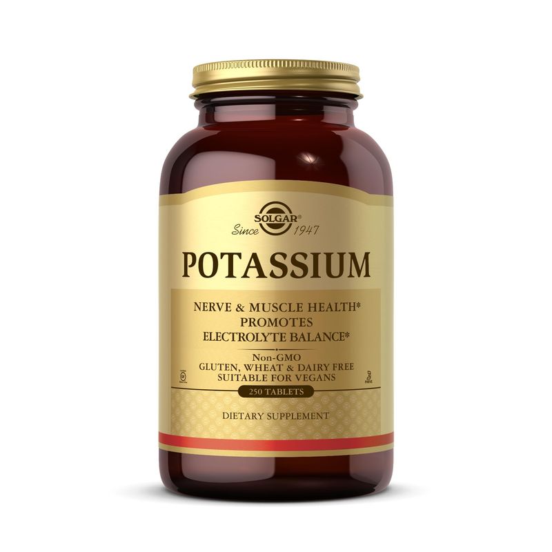 Solgar Potassium - 250 Tablets - Nerve Muscle Health, Promotes Electrolyte Balance - Vegan, Gluten Dairy Free, Kosher - 250 Servings