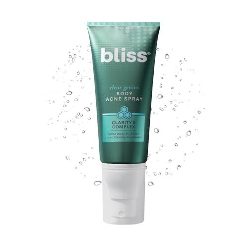 Bliss Clear Genius Body Acne Spray - 3.5 Fl Oz - Maximum Strength 2 Salicylic Acid Niacinamide - Targets Body Acne Prevents Future Breakouts - Post Workout - Clean - Vegan Cruelty-Free