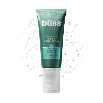 Bliss Clear Genius Body Acne Spray - 3.5 Fl Oz - Maximum Strength 2 Salicylic Acid Niacinamide - Targets Body Acne Prevents Future Breakouts - Post Workout - Clean - Vegan Cruelty-Free