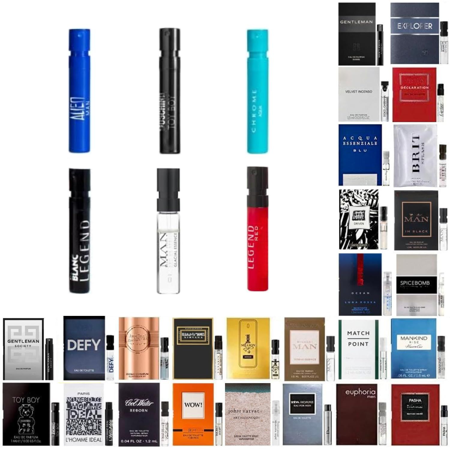 Tradeberry Mens Cologne Sampler Sets - Lot of 6 Designer Cologne Samples for Men.