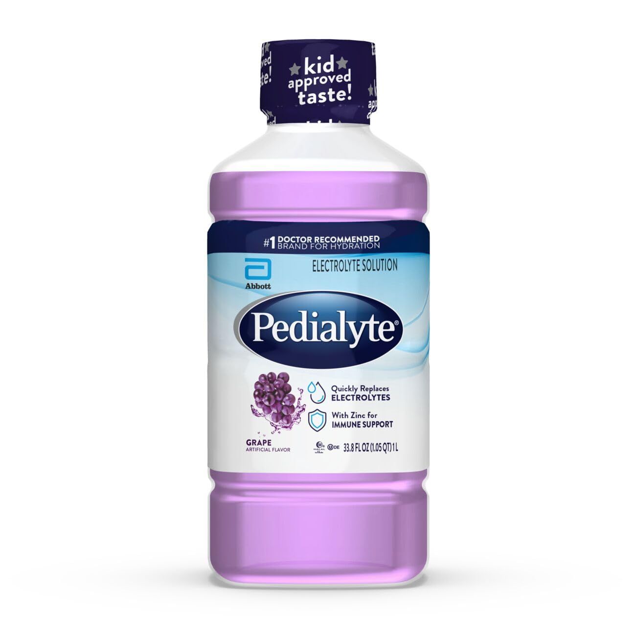 Pedialyte Electrolyte Drink, Hydration Drinks for Kids Adults, Grape, 1 Liter