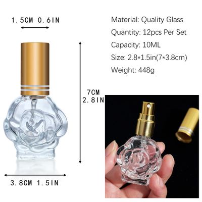 YU FENG 12pcs 10ml Glass Perfume Atomizer Bottle Empty Refillable Glass Spray Bottle With Funnels Pipettes Dispensers Portable Fragrance Bottle for Travel,Party