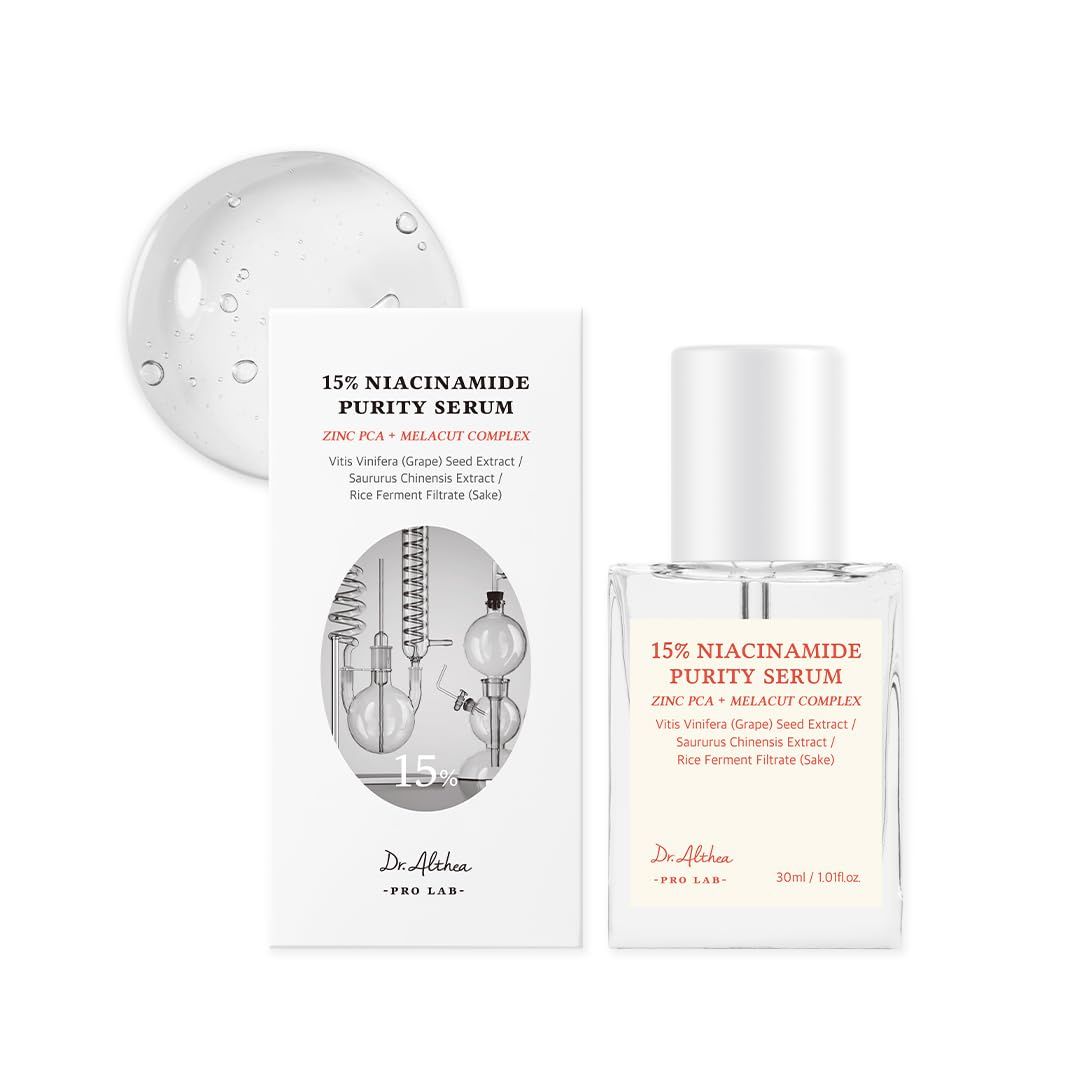 Dr.Althea 15 Niacinamide Purity Serum - 15 Niacinamide included, Overall skintone and texture improvement, Pore care, Serum control with Zinc. Vegan formula, Korean skincare