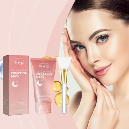 LUOBO Collagen Overnight Wrapping Peel Off Facial Mask Pack,Collagen Night Wrapping Mask, Elasticity Hydration Care, Reduces Sagging Dullness