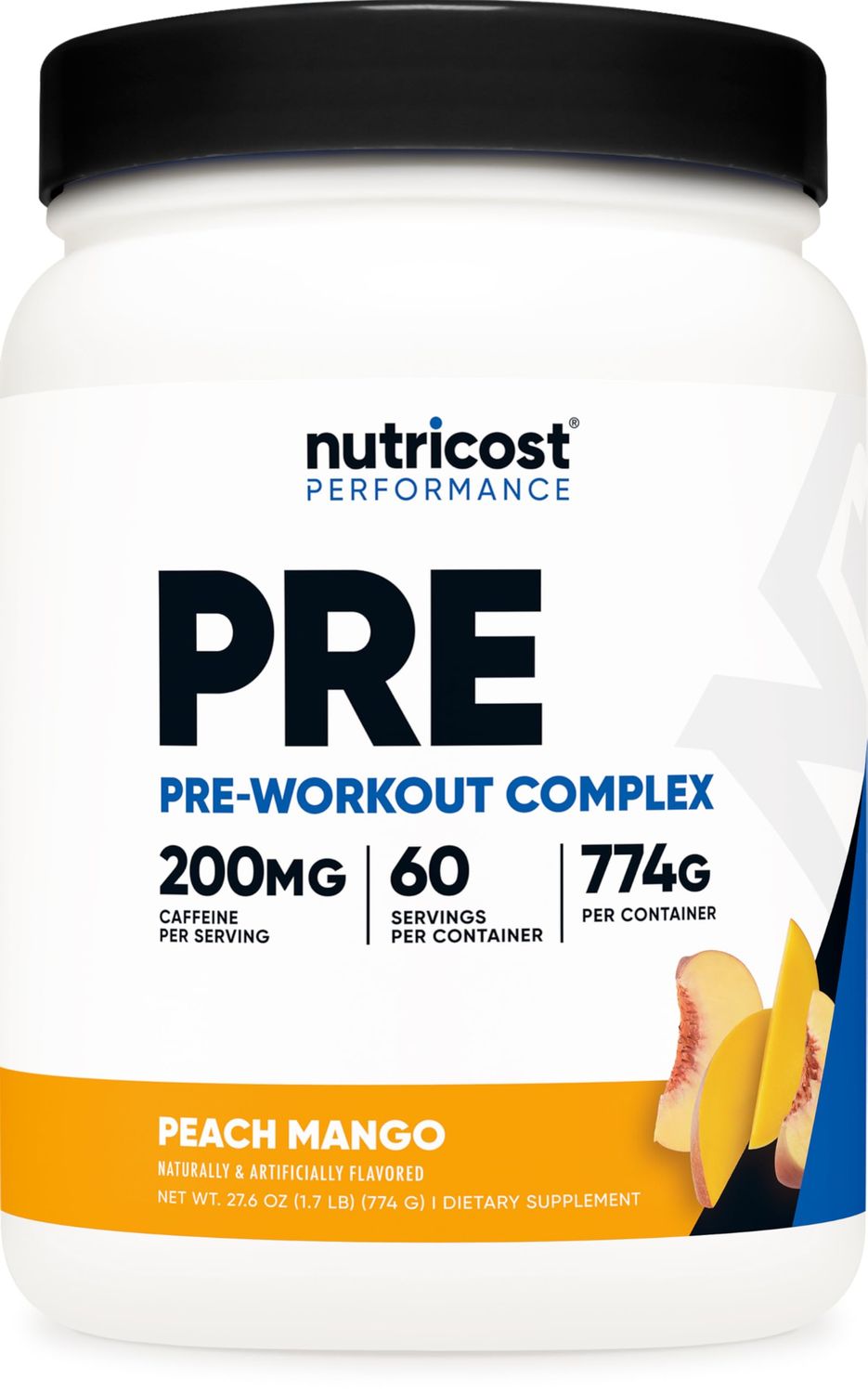 Nutricost Pre-Workout Complex Powder (60 Servings, Peach Mango) - Pre-Workout Supplement with Beta-Alanine, Taurine Amino Acids