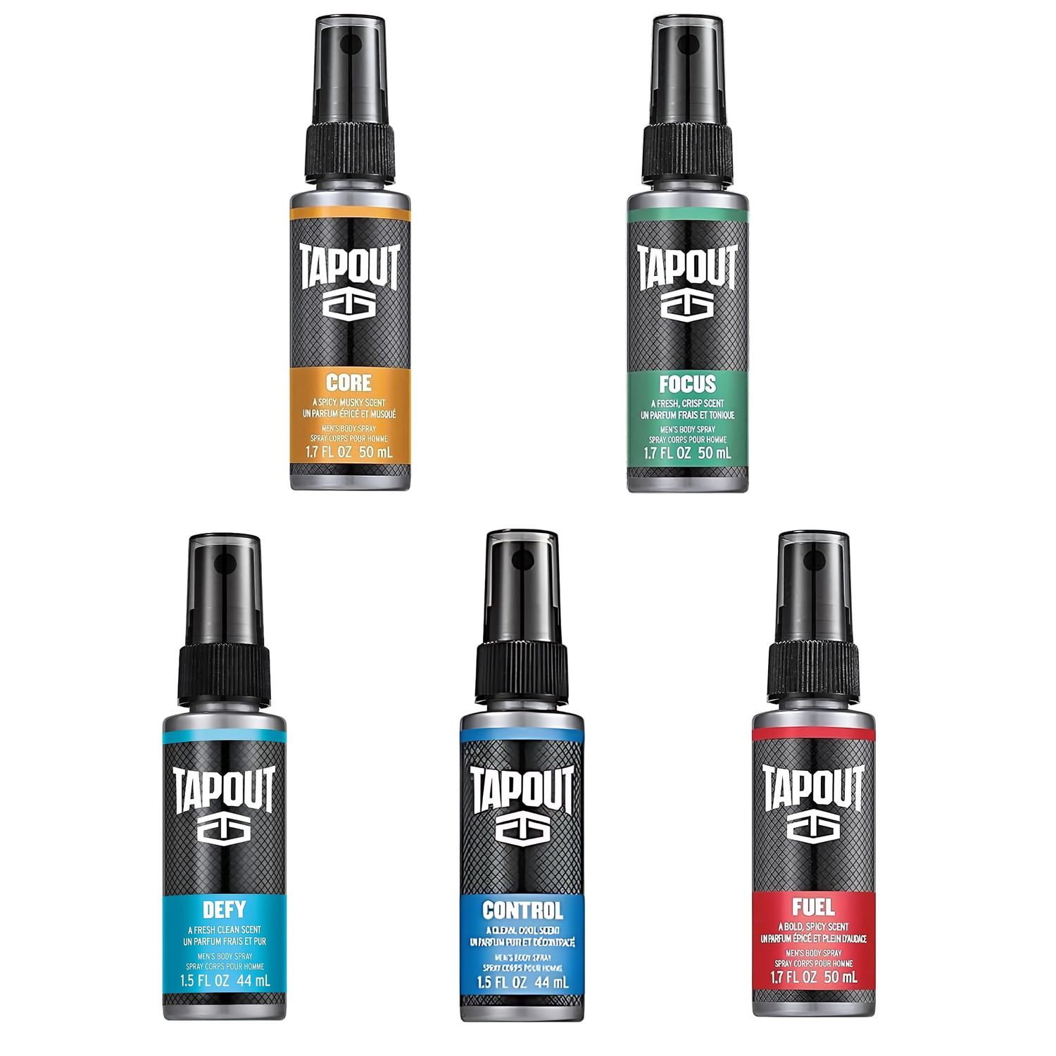TAPOUT Body Spray for Men 5 Piece Set 1.5 Fl Oz