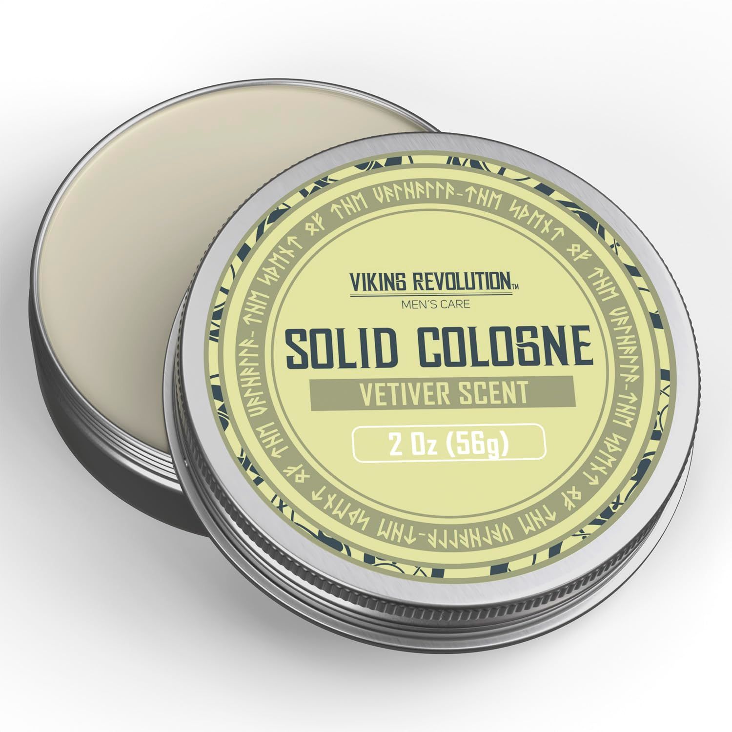 Viking Revolution Vetiver Mens Solid Cologne Men 2 Oz - Men Solid Perfume with Vetiver Cologne for Men - Balm Cologne for Mens Cologne Balm Travel Cologne Wax (1 pack, Vetiver)