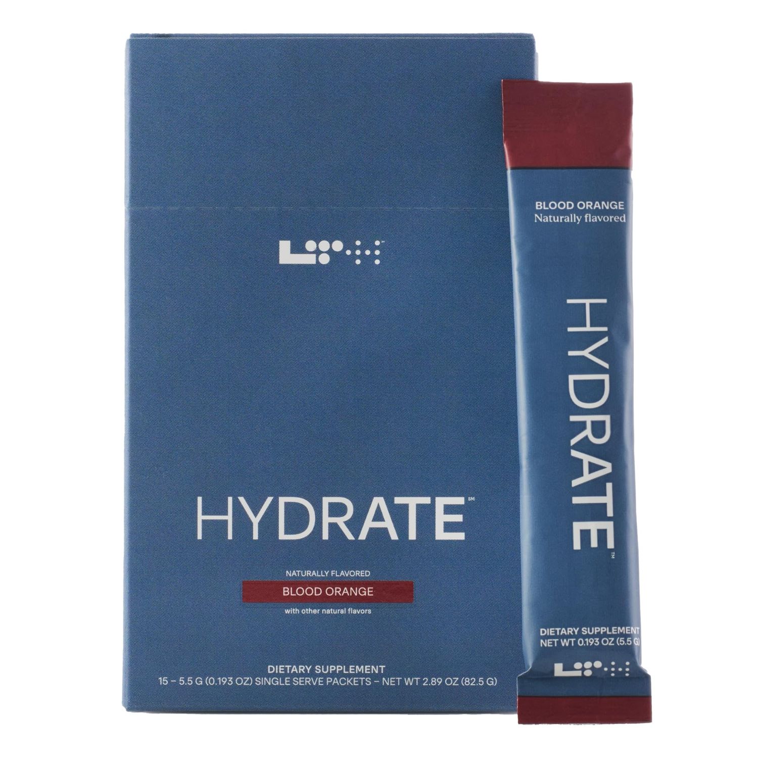 LTH Hydrate Hydration Mix - NSF Certified for Sport - Premium Electrolyte Powder - with Redmond Real Salt - Plant-Based, Non-GMO, Gluten Dairy Free - 15 Single-Serve Packets (Blood Orange)