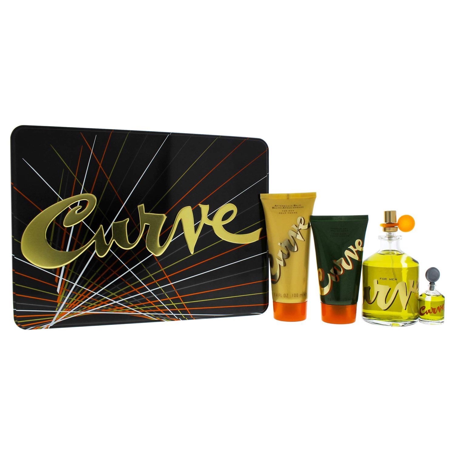 Liz Claiborne Curve 4 Pc. Gift Set (Cologne Spray Mini After Shave Hair Body Wash) for Men, 4.2 Fl Ounce