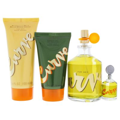 Liz Claiborne Curve 4 Pc. Gift Set (Cologne Spray Mini After Shave Hair Body Wash) for Men, 4.2 Fl Ounce