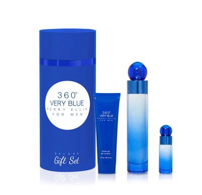 Perry Ellis 360 Very Blue for Men - 3 Pc Gift Set 3.4oz EDT Spray, 0.25oz EDT Spray, 3oz Shower Gel