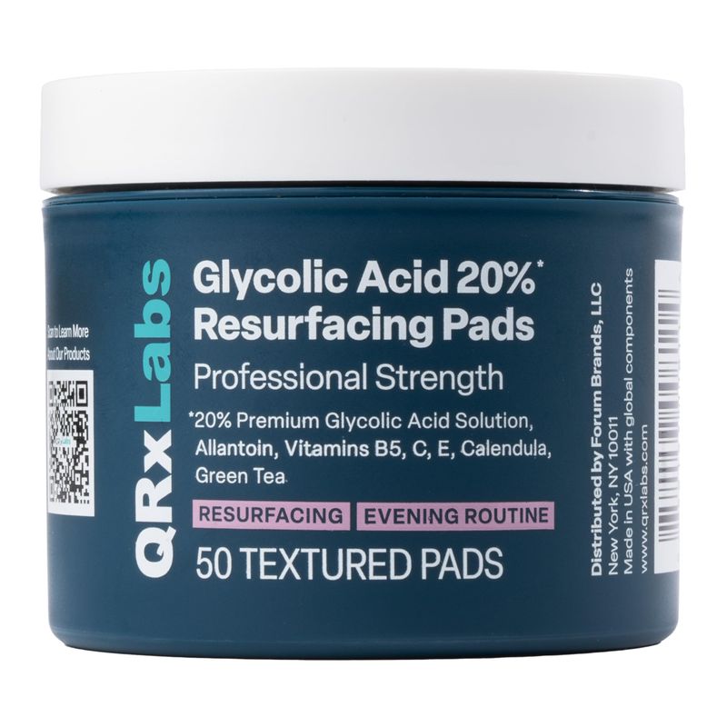 Glycolic Acid 20 Resurfacing Pads for Face Body with Vitamins B5, C E, Green Tea, Calendula, Allantoin - Exfoliates Surface Skin and Reduces Appearance of Fine Lines and Wrinkles - Peel Pads