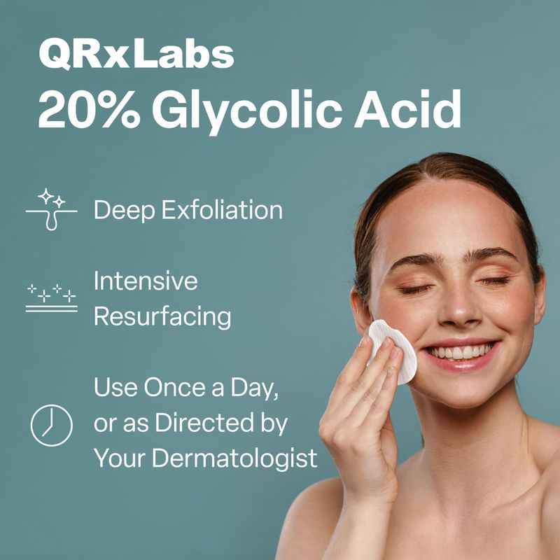 Glycolic Acid 20 Resurfacing Pads for Face Body with Vitamins B5, C E, Green Tea, Calendula, Allantoin - Exfoliates Surface Skin and Reduces Appearance of Fine Lines and Wrinkles - Peel Pads