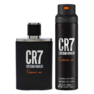 Cristiano Ronaldo CR7 Game On EDT Spray and Body Spray Mens Fragrance Set - Classic Scent with Papaya, Ice, Cedar, and Cashmere Wood Notes - 2 pc
