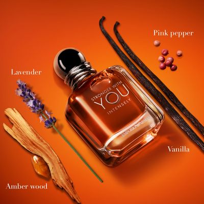 Armani Beauty - Stronger With You Intensely - Cologne for Men - Fougre Ambery Woody Mens Fragrance - Pink Pepper, Lavender, Vanilla Notes - 3.3 Fl Oz