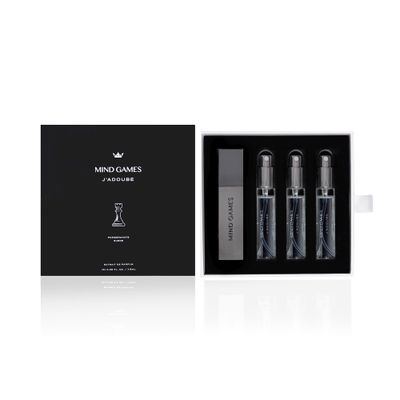 MIND GAMES J&#39;adoube Travel Trio - Luxury Fragrance for Women Men - Mini Perfume Set for Travel - Designer Fragrance with Notes of Patchouli Ambrostar - Perfume Gift Set - 7.5mL