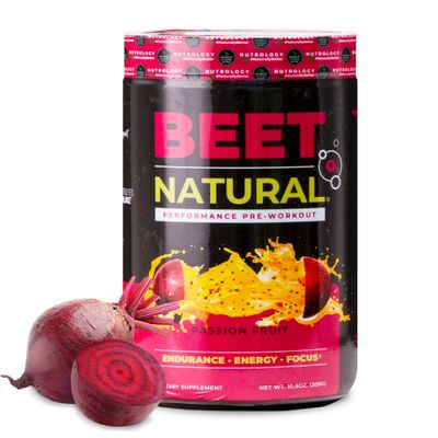 Nutrology Beet Natural O2, Pre Workout Powder, Energy, Endurance Nitric Oxide Booster with Beet Powder, Yerba Mate, Adaptogens Electrolytes, Vegan Pre Workout, Passion Fruit Flavor, 30 Servings