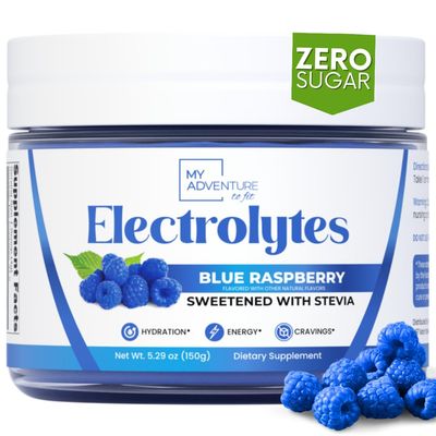 Zero Sugar - Blue Raspberry Electrolytes Powder - Refreshing Hydration - Caffeine Free Energy - All Natural Ingredients - Vegan, Keto and Paleo - Sugar Free Electrolyte Powder Drink Mix - 37 Servings