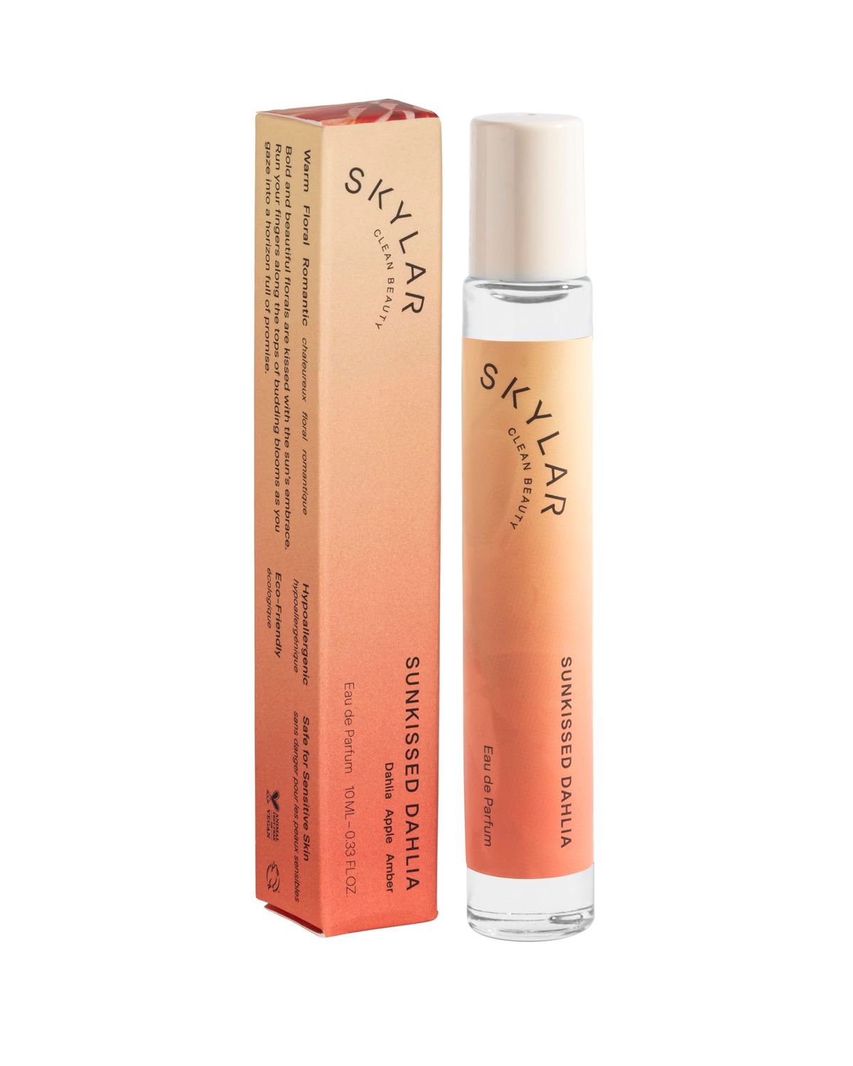 Skylar Sunkissed Dahlia Eau de Parfum - Hypoallergenic Clean Perfume for Women Men, Vegan Safe for Sensitive Skin - Floral Perfume with Notes of Dahlia, Apple Amber - 10mL 0.33 Fl oz