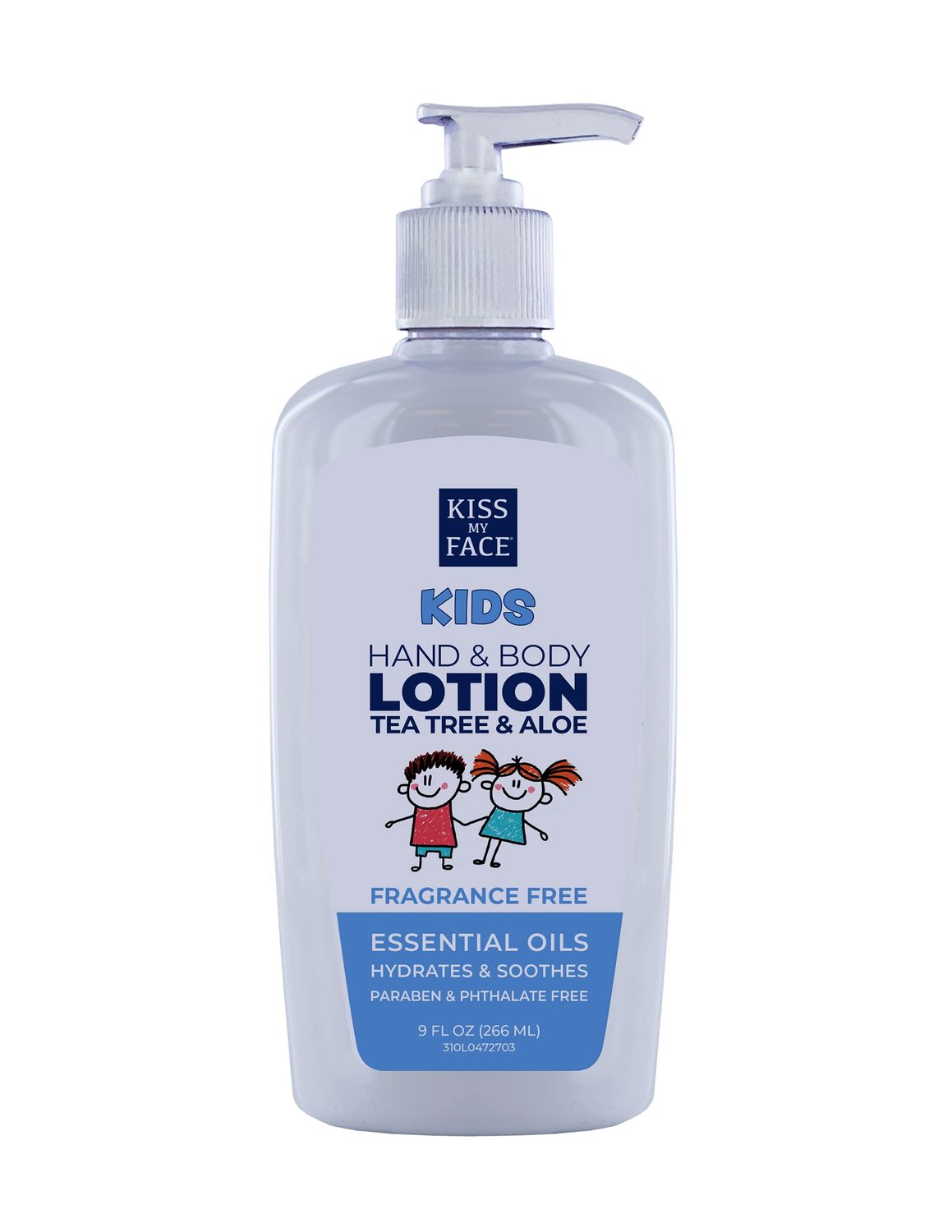Kiss My Face Kids Fragrance-Free Hand Body Lotion - Hydrate And Soothe Skin - Vegan Cruelty-Free - Easy To Use Hand Lotion Pump - Suitable For Sensitive Skin - 9 fl oz Bottle