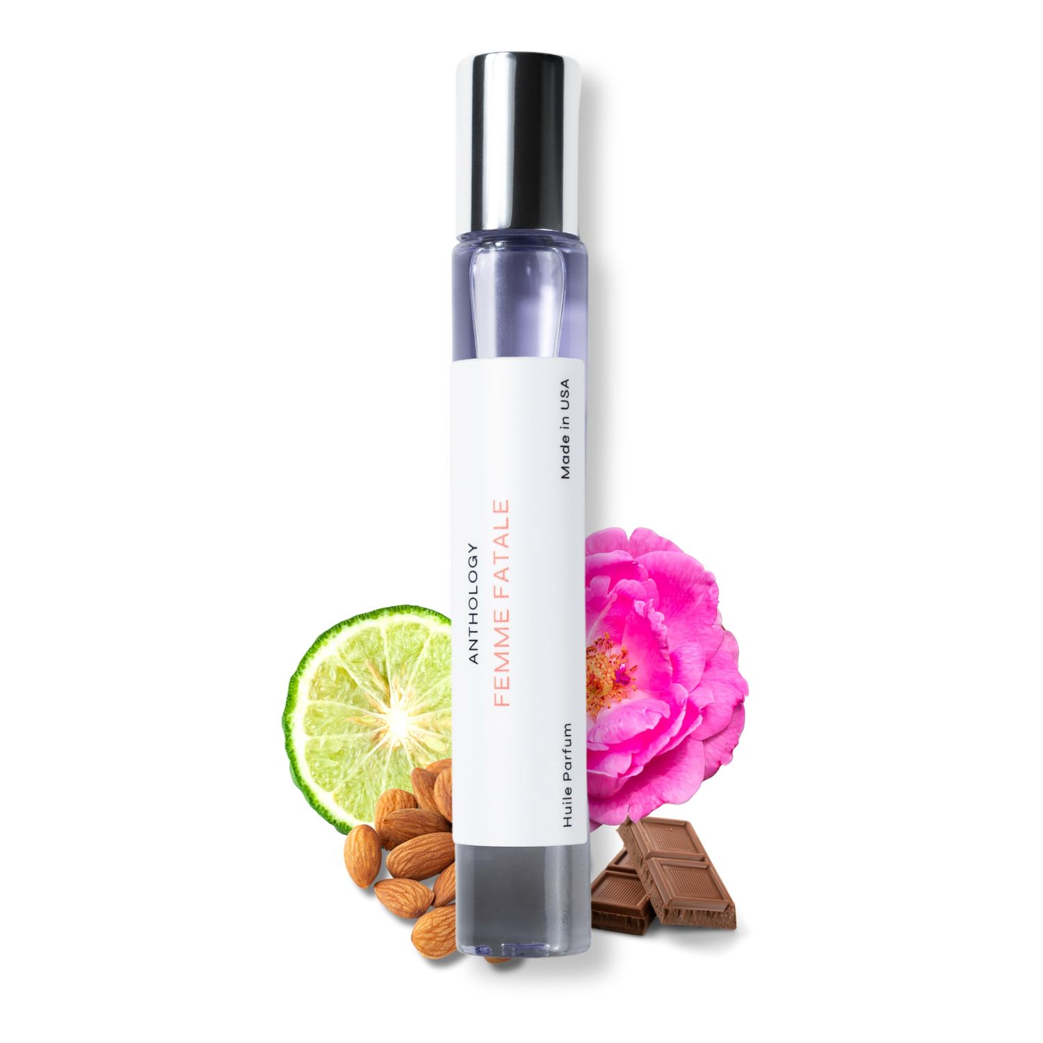 Anthology Femme Fatale Roll on Perfume Oil for Women 0.3oz 9 ML Bergamot, Almonds, Jasmine, Cocoa, Vanilla Alcohol Free, Travel size, Mini Fragrance Rollerball