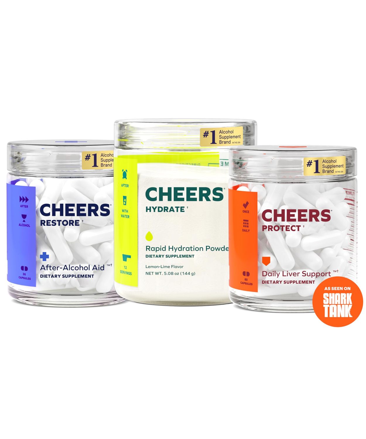 Cheers Super Combo Restore Protect Hydrate Feel Better After Drinking, Support Your Liver, Rehydrate DHM, L-Cysteine, Electrolytes 12 Doses Restore Hydrate, 30 Doses Protect