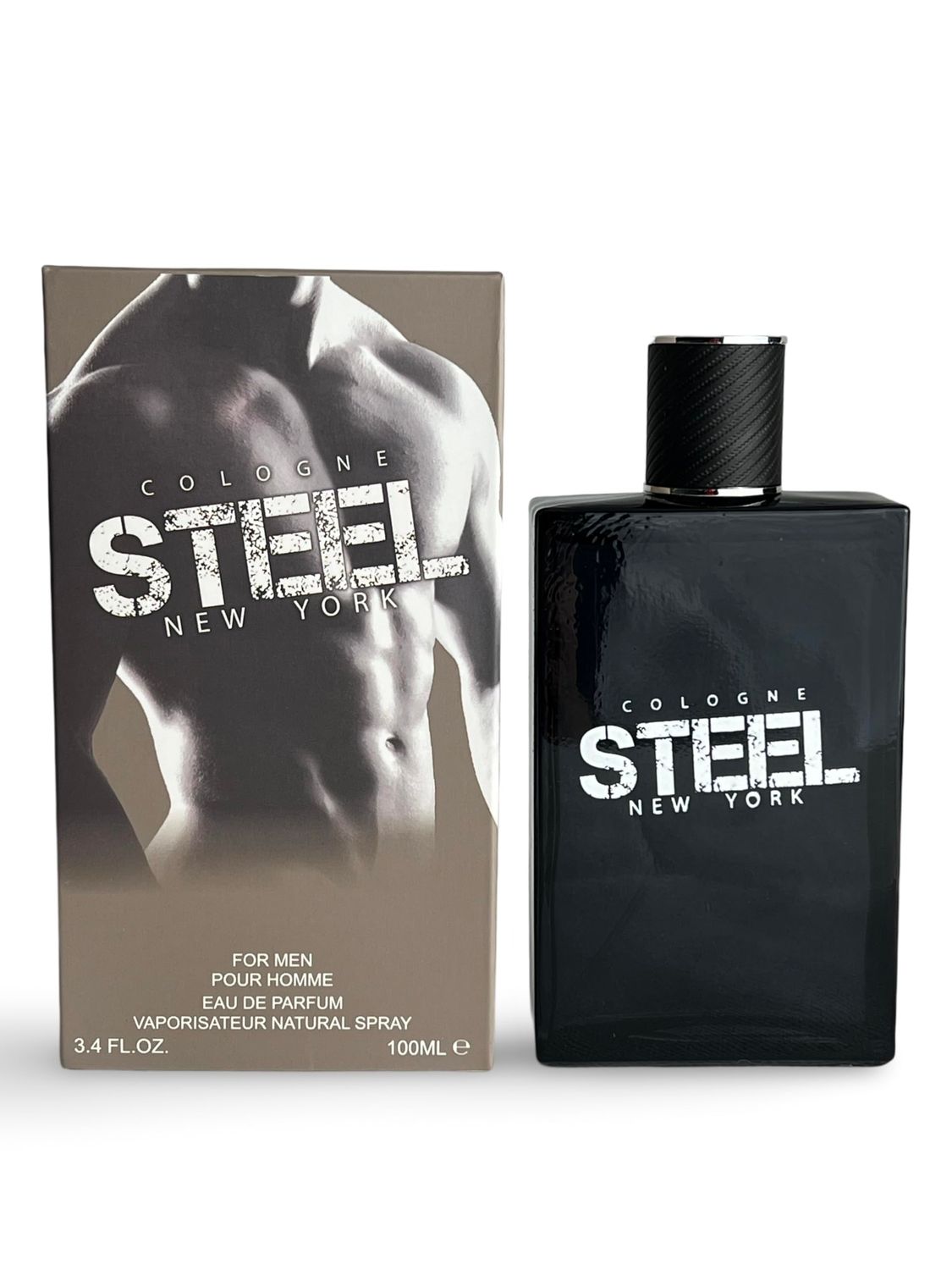 United Scents Cologne STEEL New York Eau de Parfum for Men, 3.4 Fl Oz, Grapefruit, Bergamot, Pepper, Ginger, Sage, Lavender, Wood, Moss, Suede