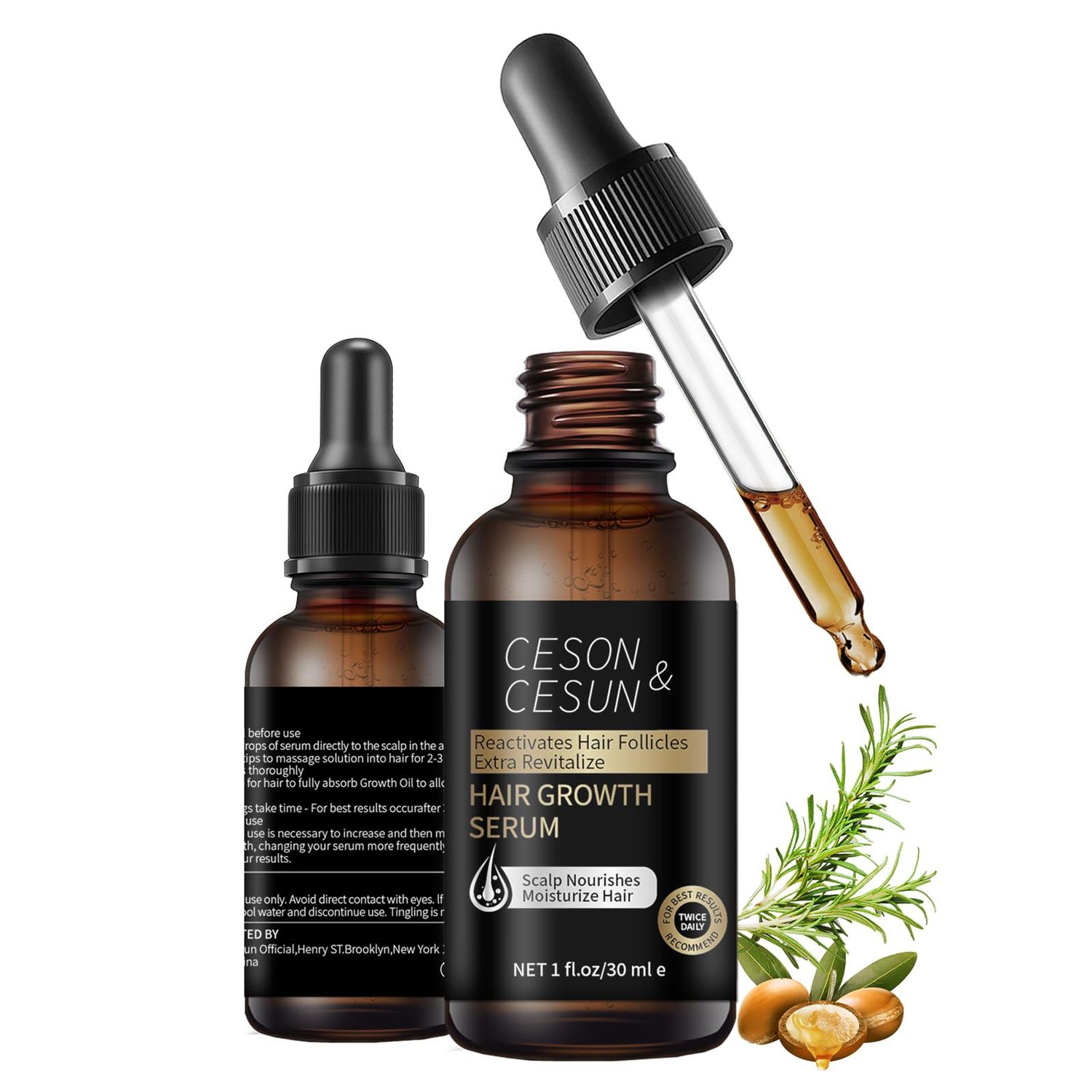 CesonCesun Hair Growth SerumArgan Oil, Batana Rosemary Castor Oil, Nourishes The Scalp, Natural Hair Regrowth Treatment, Treat Dry Damaged Hair, Prevent Hair Loss 30ml