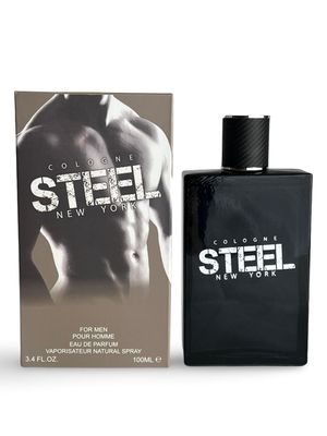 United Scents Cologne STEEL New York Eau de Parfum for Men, 3.4 Fl Oz, Grapefruit, Bergamot, Pepper, Ginger, Sage, Lavender, Wood, Moss, Suede