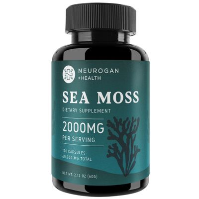 Neurogan Sea Moss Capsules - 80,000mg Nutrient-Rich Superfood, Potent Irish Sea Moss Supplement Immune Gut Health Support 2000mg Per Serving, 120 Count