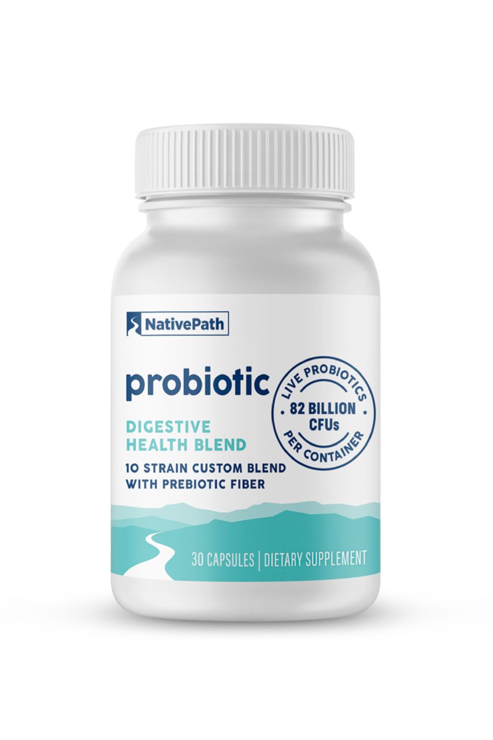 NativePath Daily Probiotic, 10-Strain Custom Blend Probiotics Supplement for Men and Women, 82 Billion CFUs - 30 Count