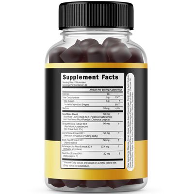 Shilajit Gummies with Sea Moss, Ashwagandha Lions Mane - (Pure Himalayan Shilajit Supplement for Men Women, Energy Immunity Support) - Third Party Tested Vegan Safe - (60 Gummies)