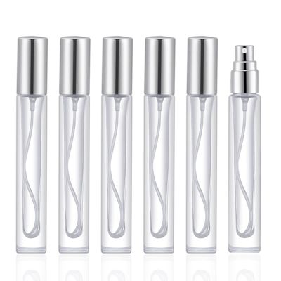 KOIBITO 10ml Glass Perfume Spray Bottle for Men Women. Refillable Glass Atomizer with Aluminum CapPump. Portable Fragrance Bottle for Perfume, Cologne, Moisturizing (6PCS, Silver)