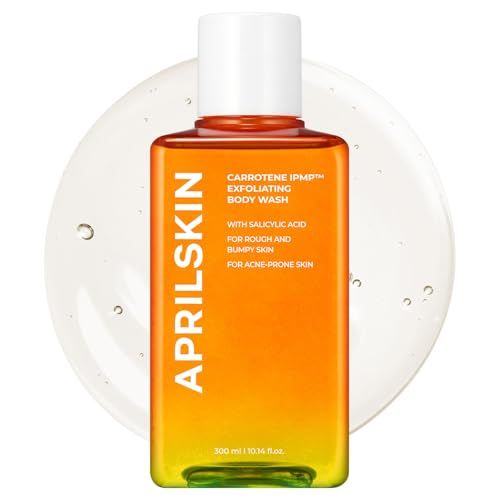 APRILSKIN Carrotene IPMP Exfoliating Body Wash Salicylic Acid Body Wash Improve Rough Bumpy Skin, Body Acne, Keratosis Pilaris with Niacinamide Ceramides Vegan Cruelty-free 10.14 fl.oz
