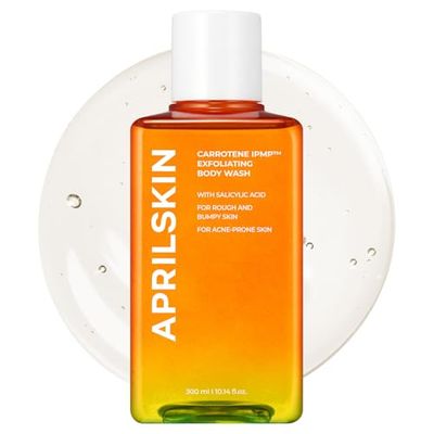 APRILSKIN Carrotene IPMP Exfoliating Body Wash Salicylic Acid Body Wash Improve Rough Bumpy Skin, Body Acne, Keratosis Pilaris with Niacinamide Ceramides Vegan Cruelty-free 10.14 fl.oz