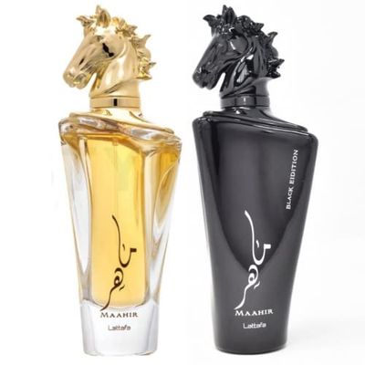 Lattafa Maahir 2-Piece Set for Unisex, (3.4 Oz Maahir Eau De Parfum Spray 3.4 Oz Maahir Black Edition Eau De Parfum Spray)