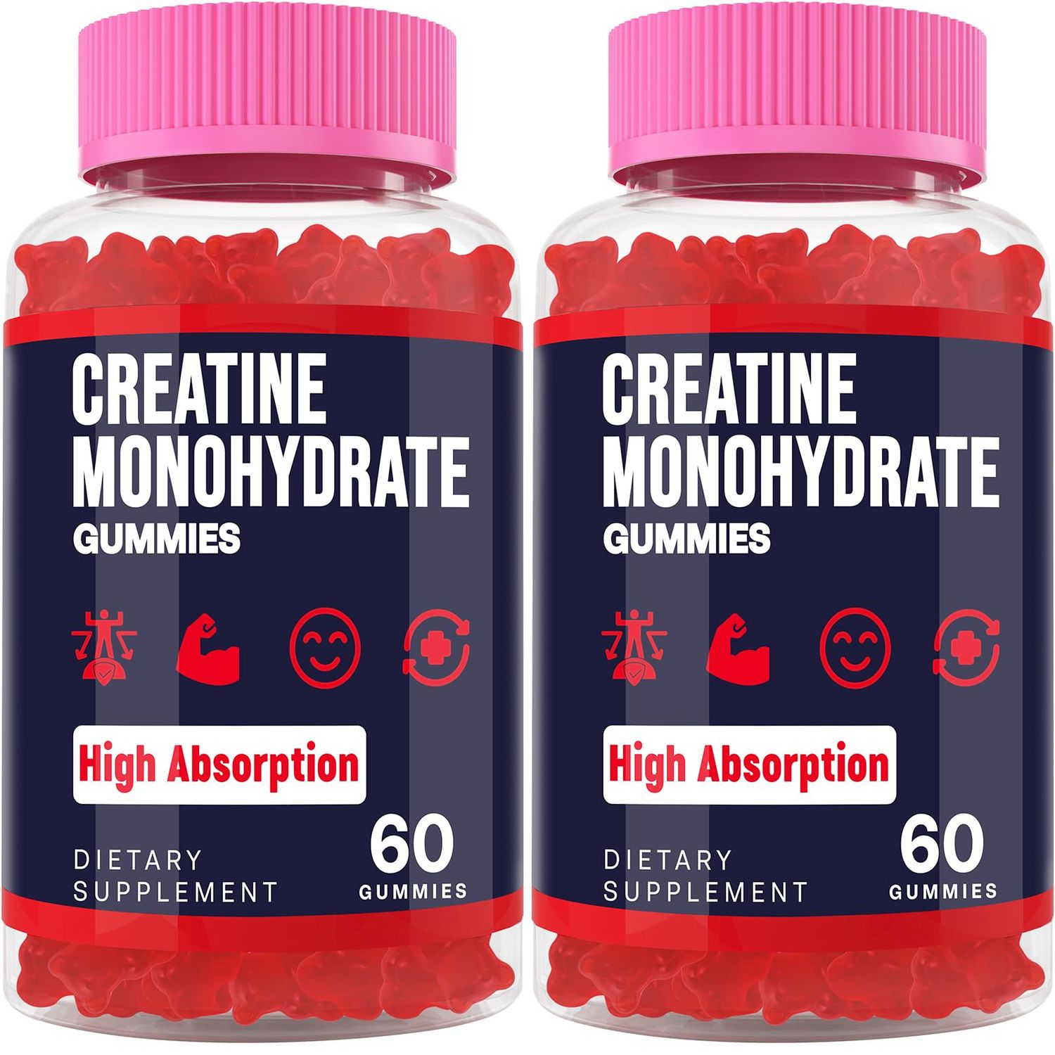 Creatine Monohydrate Gummies for Women Men, Taurine B6, Chewable Creatina Pre Workout Gummies for Max Strength Muscle Growth, Energy, Endurance, Creatine for Men Women - 2 Packs