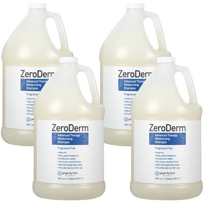 Ginger Lily Farms Botanicals ZeroDerm Advanced Therapy Moisturizing Shampoo for All Hair Types, 100 Vegan Cruelty-Free, Fragrance Free, 1 Gallon Refill (Pack of 4)