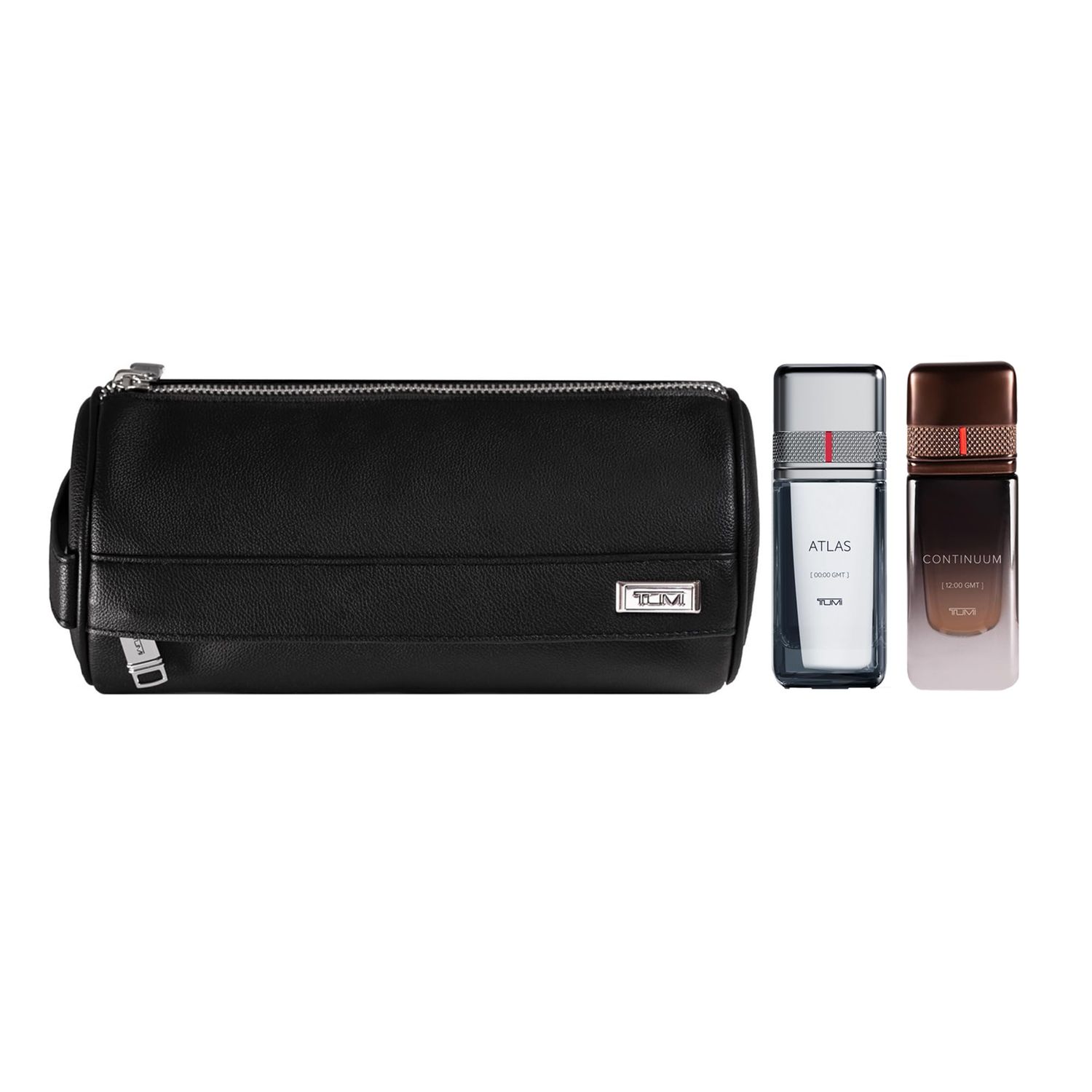 TUMI Dopp Kit Gift Set - Includes ATLAS 0000 GMT, CONTINUUM 1200 GMT Travel Toiletry Bag - .5 oz Eau de Parfum (Pack of 2)