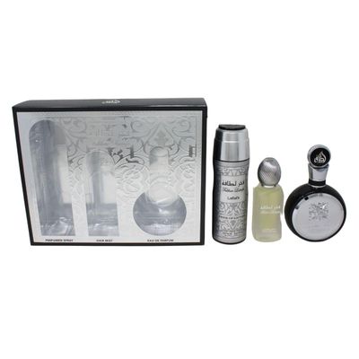 Lattafa Fakhar for Men 3 Piece Set (3.4 Oz Eau de Parfum Spray 1.7 Oz Hair Mist 6.7 Oz Deodorant Spray)