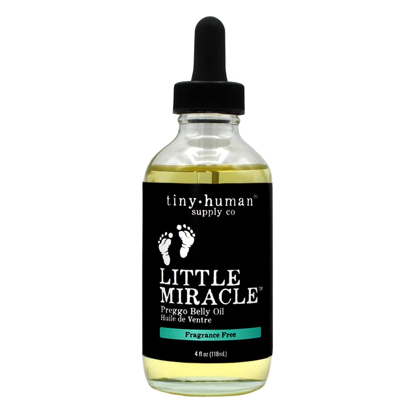 Tiny Human Supply Co Little Miracle Preggo Belly Oil (Fragrance Free) for Pregnancy Stretch Marks and Itching