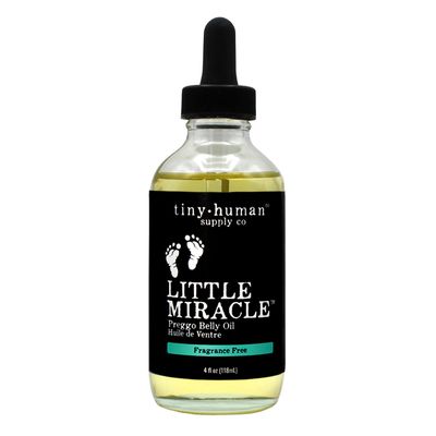 Tiny Human Supply Co Little Miracle Preggo Belly Oil (Fragrance Free) for Pregnancy Stretch Marks and Itching