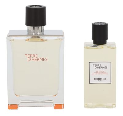 Hermes Terre D'hermes 2-Piece Gift Set for Men, (3.4 Oz Eau De Toilette Spray 2.7 Oz Hair Body Shower Gel)