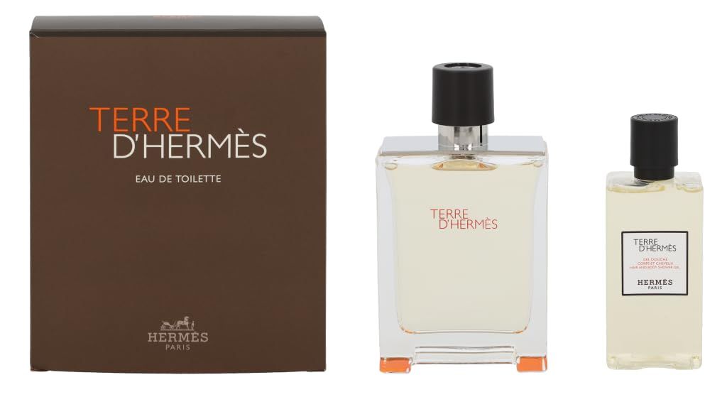 Hermes Terre D&#39;hermes 2-Piece Gift Set for Men, (3.4 Oz Eau De Toilette Spray 2.7 Oz Hair Body Shower Gel)