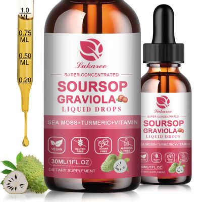 (2 Pack) Soursop Graviola Leaf Extract Liquid Drop Plus Pure Botanical Sea Moss for Cell Support Regeneration, Immunity, Liver, Zzz Antioxidant - Soursop Bitters Liquid, 2 Month Supply, 1 Fl Oz