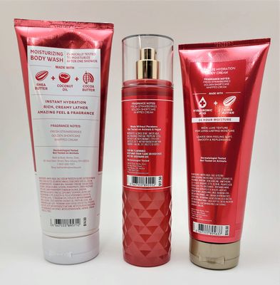 Bath Body Works - Strawberry Pound Cake - Bundle -3 items - Moisturizing Body Wash, Ultimate Hydration Body Cream and Fine Fragrance Mist - Spring 2022