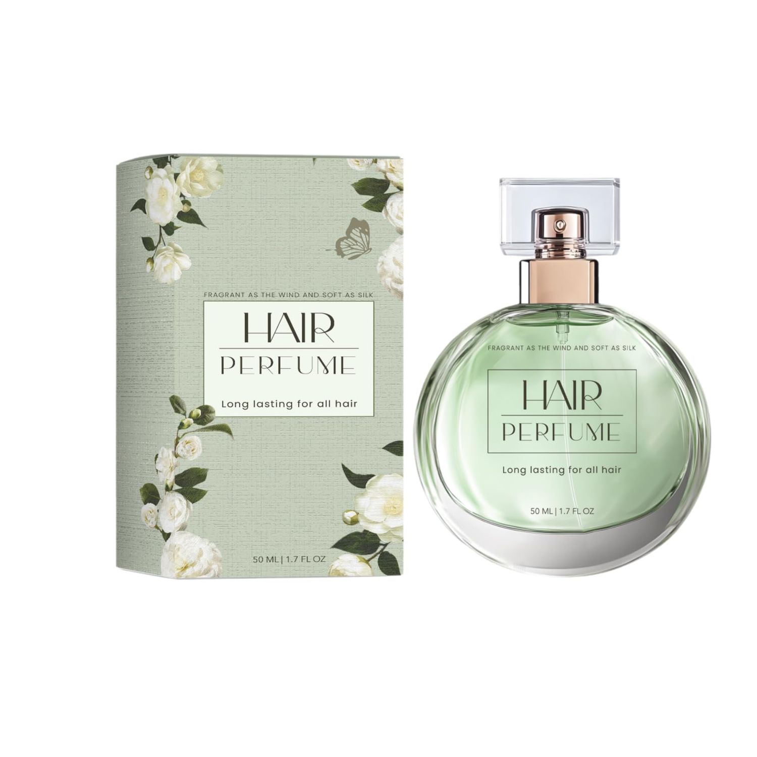 Hair Perfume with Nourishing Care - Long-Lasting Fragrance for All Hair Types - 50ml - Inspired by Floral Woody Notes - Strengthens Conditions Hair (green)