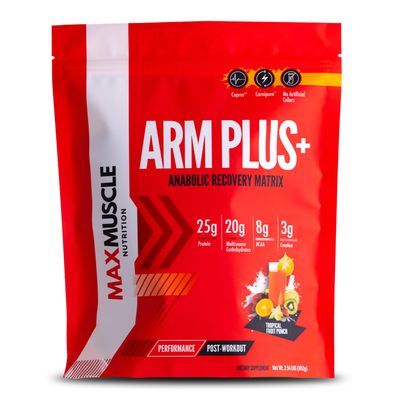 Max Muscle Arm Plus Anabolic Recovery Matrix 25g Protein, 8g Bcaas, 3g Creatine Monohydrate Whey Protein, Amino Acids, Antioxidants, Glutamine, Electrolytes (Tropical Punch, 2.54 lb)